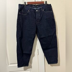 Old Navy Mid-Rise Button-Fly Slouchy Taper Cropped No Stretch Jeans Rinsed 12P